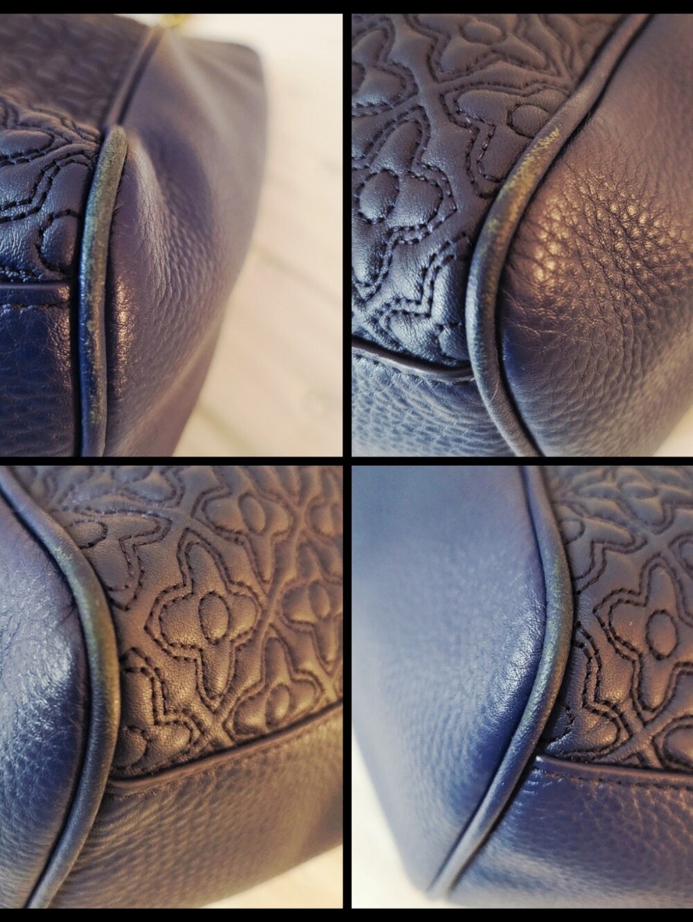 Tory Burch Bryant Quilted Leather East West Tote Bag Hudson Bay Navy Blue - Picture 11 of 13